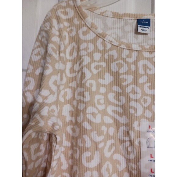 NWT Girls Old Navy Cozy LS Printed Rib Knit Tee Size L 10-12 Tan Leopard - Picture 2 of 4